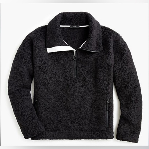 J. Crew Jackets & Blazers - J.Crew Polartec® Fleece Black Half-Zip Pullover Jacket